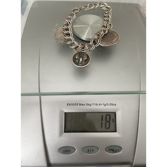 Vintage Sterling Silver Charm Bracelet with 3 Charms weighing 18 Grams~7" - Picture 13 of 13